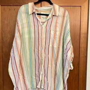 American Eagle Colorful Striped Button-Up Shirt